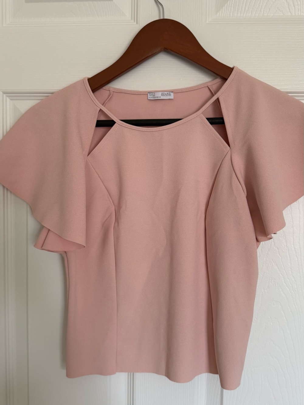 Zara Blush Pink Flutter Sleeve Top